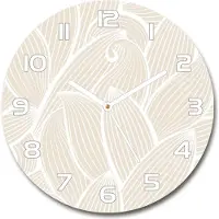 Tulup Wanduhr aus Glas 30fi Glasbild Glasuhr Gehärtetes Glas - weisse-zeiger - Leaves pattern