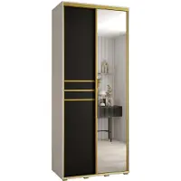 MEBLE KRYSPOL Cannes 11 Schrank mit 2 Schiebetüren - 205,2x120x60 cm - Weiß Schwarz Gold