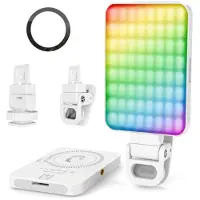Zelurxx Tragbares RGB LED Videolicht 2000mAh Magnetisch Dimmbar USB C Arbeitslampe Mehrfarben Weiß
