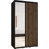 MEBLE KRYSPOL Sapporo 2 Schrank mit 2 Schiebetüren - 205,2x130x60 cm - Schwarz Artisan Schwarz