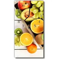 Tulup Glasuhr Wanduhr Küchenuhr Echt-Glas 30x60 Obst Mehrfarbig