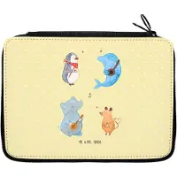 Mr. & Mrs. Panda Etui Big Band - Gelb Pastell - Geschenk, Federmappe, Triangel, Bleistiftetui, Musik, Pinguin, Lustige Sprüche, Mäppchen, Stifte, Federmäppchen, Elefant