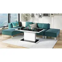 Designimpex Design Couchtisch Tisch Aston stufenlos höhenverstellbar ausziehbar 120 bis 200cm Esstisch