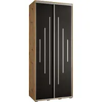MEBLE KRYSPOL Davos 12 Schrank, zwei Türen - 235,2x110x45 cm - Artisan Schwarz Silber
