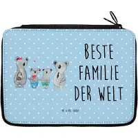 Mr. & Mrs. Panda Bleistiftetui Koala Familie zwei - Blau Pastell - Geschenk, Federmappe, Familienleben, Federtasche, Muttertag, Mäppchen, Schlampermäppchen, Koalabär