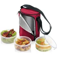 Tescoma Essenträger FRESHBOX, mit 3 Dosen 0.8 l, bordeauxrot