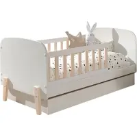 58 aufm Kessel Babybett Karilynn 147x77x68 Gitterbett MDF+Massivholz Weiß