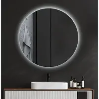 Coloray - Badspiegel mit LED – Rundspiegel Beleuchtung Wandspiegel – Spiegel - Rund Ø50 cm - (Farbtemperatur: Kaltweiß 6500K)