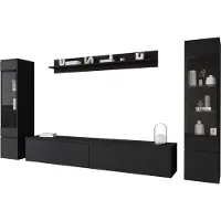 Mirjan 24 Wohnwand Vera II, Stilvoll Wohnzimmer-Set, TV-Schrank, Modern Mediawand (Schwarzer Graphit, ohne Beleuchtung)
