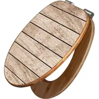Banjado Design WC Sitz Bambus Absenkautomatik -Blasse Holzlatten - Toilettendeckel mit Absenkautomatik Holz/hochwertiger Bambus Klodeckel/WC-Sitz für alle gängigen Toiletten [TDB2 10770]