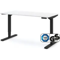 Assmann Elektrisch höhenverstellbarer Schreibtisch Y-Line Weiß Schwarz, 140x70cm, Memoryfunktion, Kollisionsschutz, 2-fach-Motorik