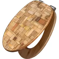 Banjado Design WC Sitz Bambus Absenkautomatik -Hölzernes Flickwerk - Toilettendeckel mit Absenkautomatik Holz/hochwertiger Bambus Klodeckel/WC-Sitz für alle gängigen Toiletten [TDB2 12168]