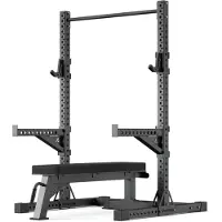 ATLETICA R7 Squat Rack | Ghost Set | 203 cm Höhe | Hochbelastbare Flachbank mit Standfunktion, Spotter Arms, J-Hooks und Klimmzugstange inkl.