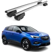 Omtec Dachträger Gepäckträger für Opel Grandland X 2017-2023 ABE Aluminium Grau 2x