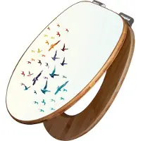 Banjado Design WC Sitz Bambus Absenkautomatik -Fliegende Vögel - Toilettendeckel mit Absenkautomatik Holz/hochwertiger Bambus Klodeckel/WC-Sitz für alle gängigen Toiletten [TDB2 10738]