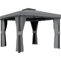 Dopwii avillon ca. 3x3m Wasserabweisend Stabil Winterfest Gartenpavillon mit Doppeldach Reißverschluss-Moskitonetze