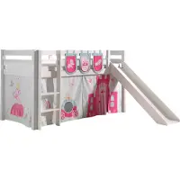 58 aufm Kessel Kinderbett mit Rutsche Karolina Massivholz Weiß Textilset Princess 3