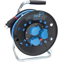Kalle-das-Kabel Schuko Kabeltrommel PUR H07BQ-F 25 m 3G 2,5 mm² 3x Schuko-Steckdose EXTREME BLAU IP44