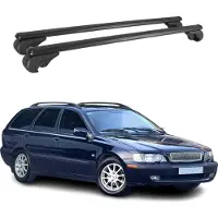 Omac Dachträger Grundtäger für Volvo V40 Kombi 1995-2004 75kg Aluminium Schwarz 2 tlg
