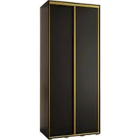 MEBLE KRYSPOL Davos 1 Schrank, zwei Türen - 235,2x100x45 cm - Schwarz Schwarz Gold