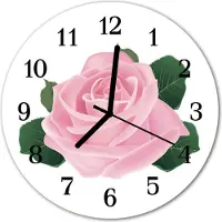 Tulup Glasuhr Wanduhr Küchenuhr Echt-Glas 30fi cm Rose rosa