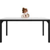 Mirjan 24 Couchtisch Mocca 1, Wohnzimmer Kaffeetisch, Beine und Seiten aus Stahl (Farbe: Schwarz / Arktisches Weiß)
