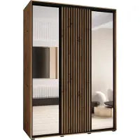 MEBLE KRYSPOL Lanko 2 Schrank mit 3 Schiebetüren - 235,2x170x60 cm - Artisan Artisan Schwarz