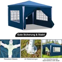 Fiqops Faziango Pavillon 3x3m mit Seitenwänden Tasche Wasserdicht UV-Schutz 50+Gartenpavillon Gartenzelt Partyzelt Blau