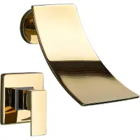 ARI Waschbeck armatur, Wasserhahn Bad Gert, Wasserfall, Golden, Hochdruck, mit Regulierung von Wasserfluss und Wassertemperatur