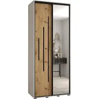 MEBLE KRYSPOL Cannes 13 Schrank mit 2 Schiebetüren - 205,2x110x45 cm - Weiß Artisan Schwarz