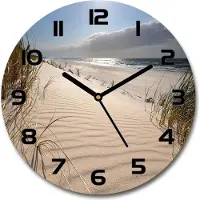Tulup Wanduhr aus Glas 30fi Glasbild Glasuhr Gehärtetes Glas - schwarze-zeiger - Mrzeżyno beach