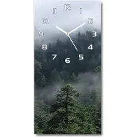 Tulup Wanduhr aus Glas – 30x60 cm - Glasbild - Glasuhr - Gehärtetes Glas -Nebel über dem Wald