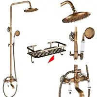 OEM Antiker Messing Regenfall-Duscharmatur, Dual-Handle-Steuerung, höhenverstellbar, E Regal