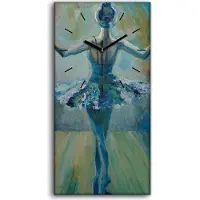 Coloray Wanduhr Uhr Wandbild Leinwand 30x60 Malerei Abstrakte Ballett Tänzerin Bühnen - schwarze Hände