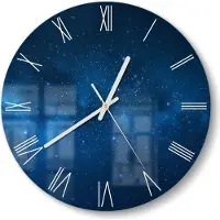 DEQORI Glasuhr Ø30 cm Römisch 'Nächtlicher Sternenhimmel' Wanduhr Glas Uhr Design leise