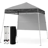 Goplus Pop-up Pavillon 2 x 2 m, höhenverstellbar, Gartenpavillon mit Seitenwänden, Tragetasche, 4 Heringe, Faltpavillon mit Sonnenschutz wasserfest