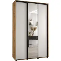 MEBLE KRYSPOL Cannes 3 Schrank mit 3 Schiebetüren - 205,2x160x45 cm - Artisan Weiß Schwarz