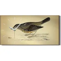 Coloray Wanduhr Bürouhr Leinwand Bild Geräuschlos 60x30 Vögel Wild Tiere Zeichnung Kunst - weiße Hände