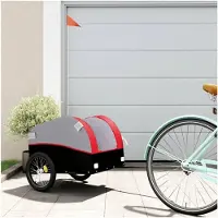 Markenlos Fahrradanhänger in Schwarz und Rot, 30 kg, Eisen, Sportartikel, Outdoor-Aktivitäten, Radsport, Fahrradzubehör, 6,55 kg