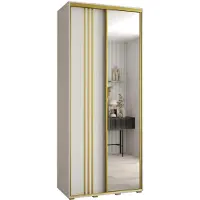 MEBLE KRYSPOL Davos 7 Schrank, zwei Türen - 235,2x120x45 cm - Weiß Weiß Gold