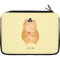 Mr. & Mrs. Panda Etui Hamster Hut - Gelb Pastell - Geschenk, Magier, Federtasche, Bleistiftetui, Zauberer, Federmäppchen, Zylinder, Schlampermäppchen, Lustige Sprüche