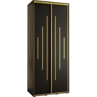 MEBLE KRYSPOL Cannes 12 Schrank mit 2 Schiebetüren - 205,2x110x45 cm - Schwarz Schwarz Gold