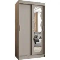 MEBLE KRYSPOL SPOTI 100 Schlafzimmerschrank mit zwei Schiebetüren – moderner Aufbewahrungsschrank mit Kleiderstange und Regalen – 100x200x62cm - Kaschmir