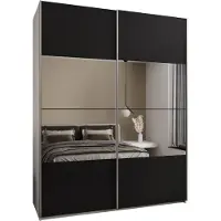 MEBLE KRYSPOL LUX 4 Schrank - 245,5x190x64cm - Weiß, Schwarz, Silber