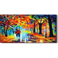 Coloray Wanduhr Bürouhr Leinwand Bild 60x30 bunte Straßenansicht moderne Kunst - weiße Hände