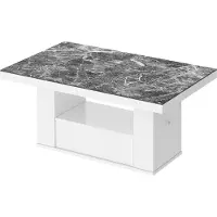 Designimpex Design Couchtisch Tisch HM-111 Hochglanz Schublade höhenverstellbar ausziehbar Esstisch