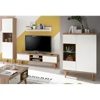 Furn.Design Wohnwand "Helge" in weiß und Eiche Riviera Schrankwand 4-teilig 320 x 197 cm