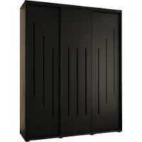 MEBLE KRYSPOL Cannes 8 Schrank mit 3 Schiebetüren - 205,2x200x60 cm - Schwarz Schwarz Schwarz