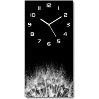 Tulup Wanduhr aus Glas – 30x60 cm - Glasbild - Glasuhr - Gehärtetes Glas -Löwenzahnsamen