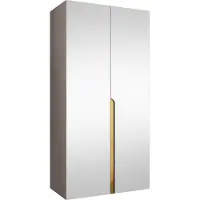 Mirjan 24 Kleiderschrank Mila 3 100 mit Spiegel, Schlafzimmer, Kleiderschrank, mit zwei Drehturen und mit Kleiderstange, Modern, Garderobenschrank (Farbe: Cashmere + Gold)